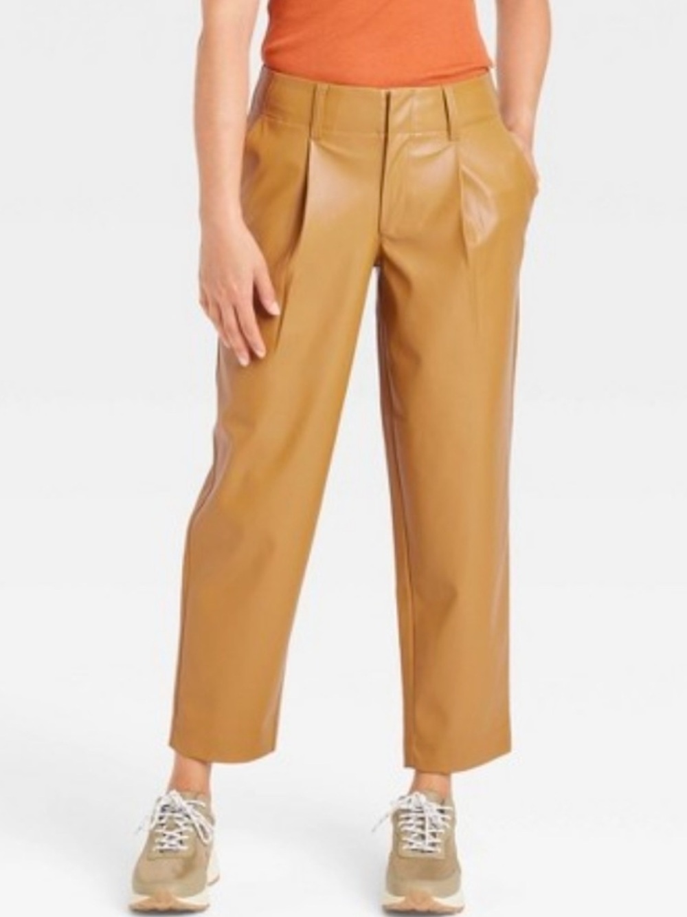 Mustard academia faux leather pants L 12
